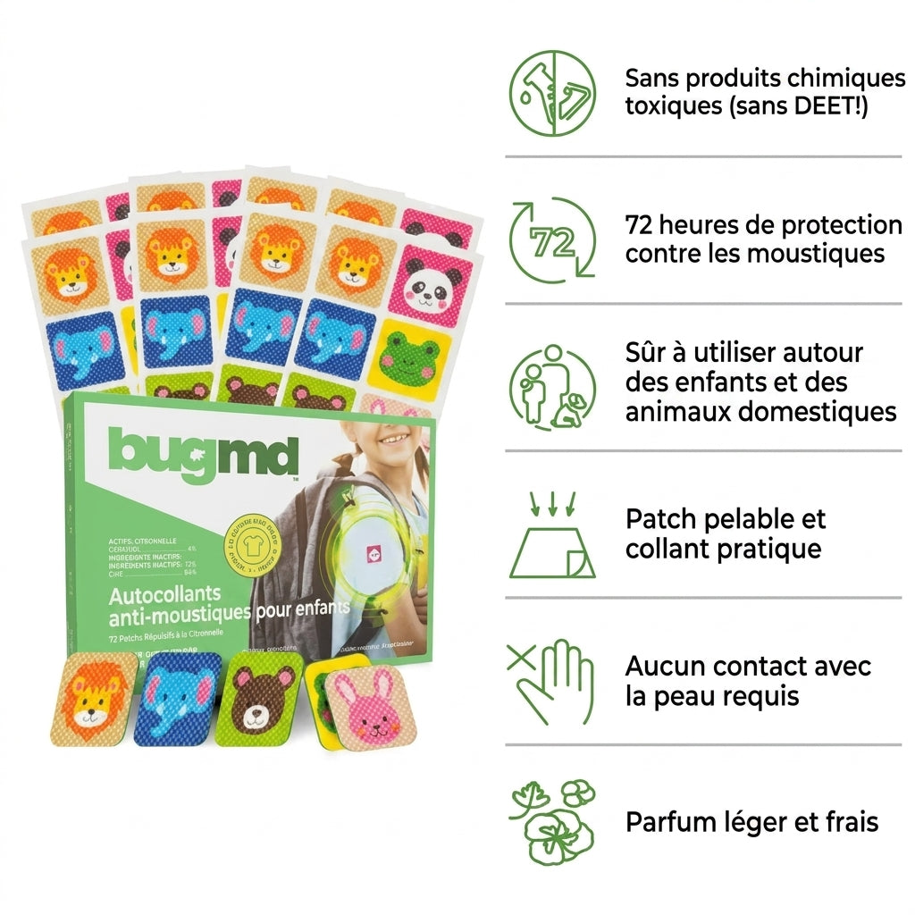 Profitez d'une protection longue durée, 100 % naturelle et à emporter partout contre les piqûres de moustiques grâce à ces patchs innovants.